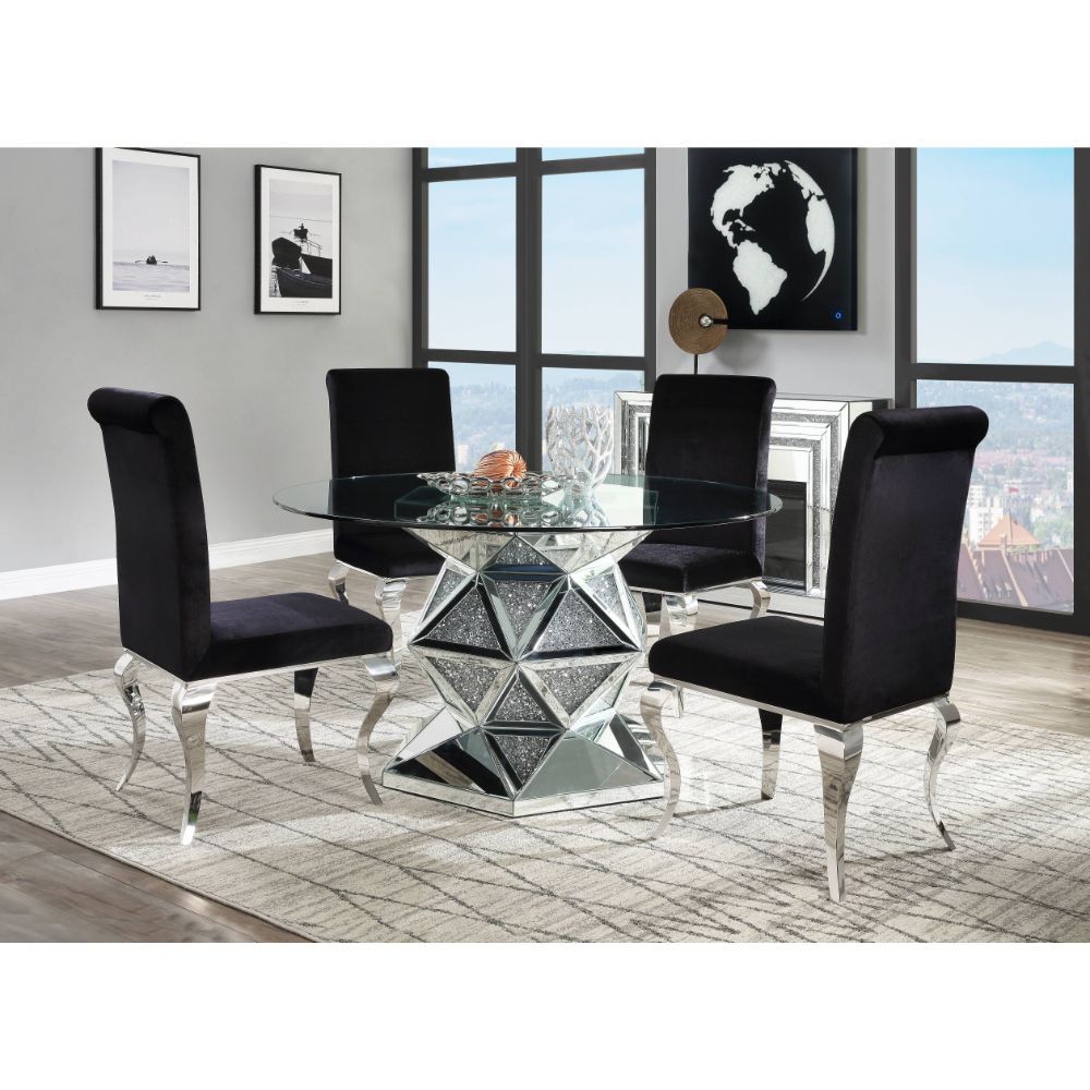 Noralie - 52" Round Dining Table - Mirrored & Faux Diamonds - Urban Living Furniture (Los Angeles, CA)
