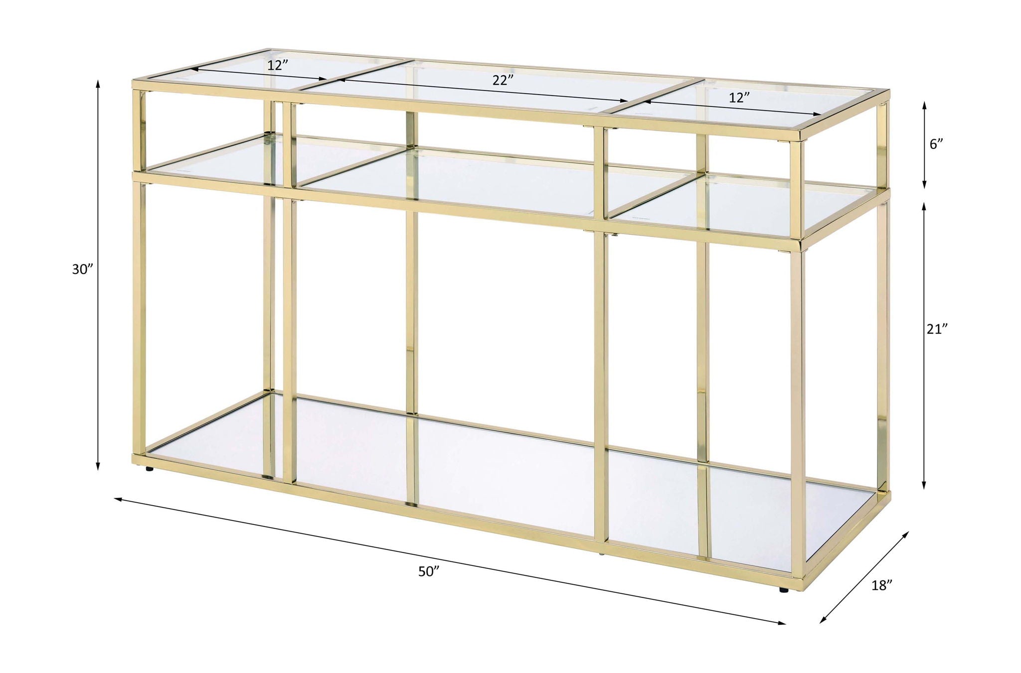 Uchenna - Sofa Table - Clear Glass & Gold - Urban Living Furniture (Los Angeles, CA)