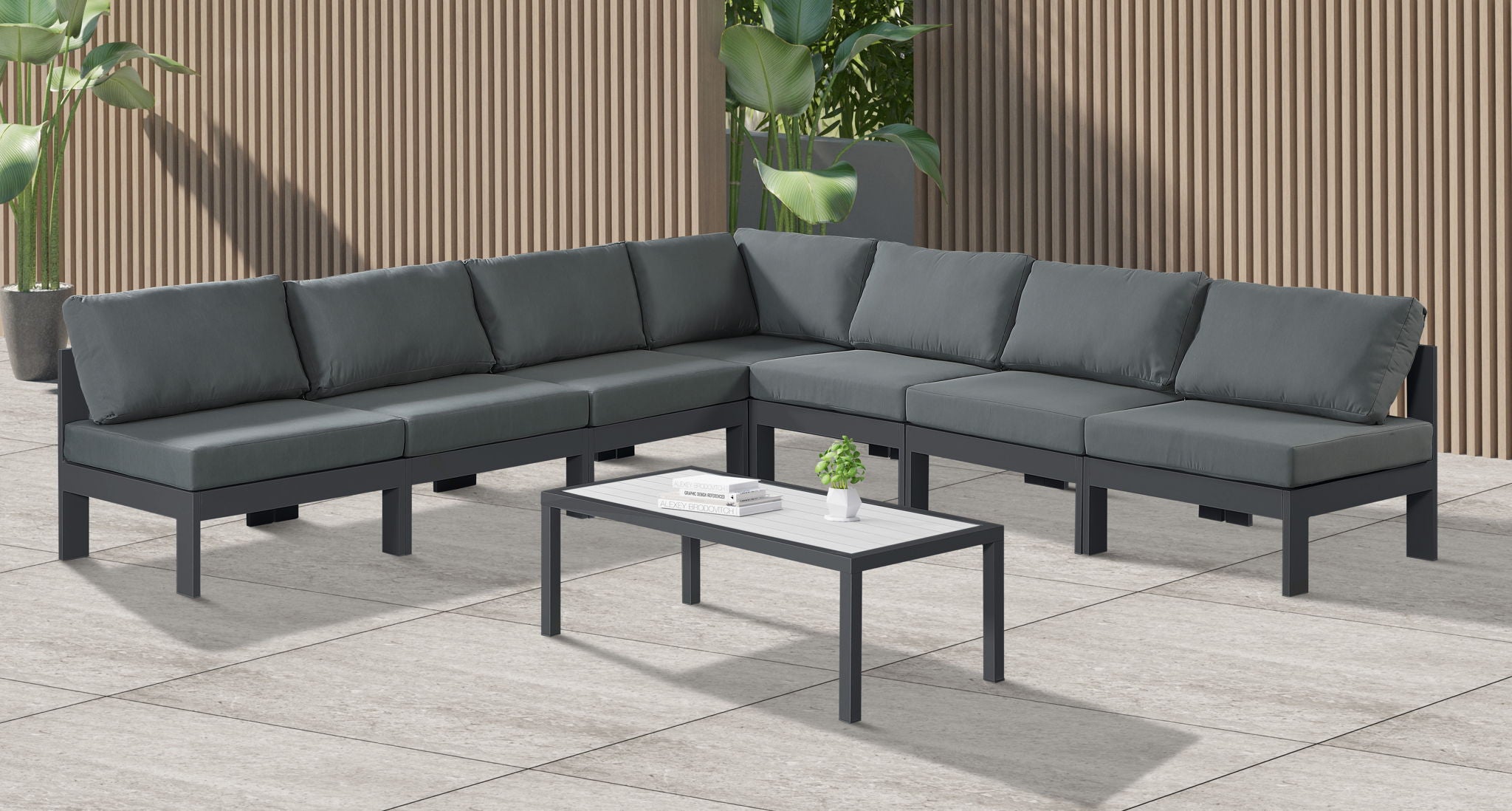 Nizuc - Outdoor Patio 7 Piece Modular Sectional With Gray Frame - Urban Living Furniture (Los Angeles, CA)