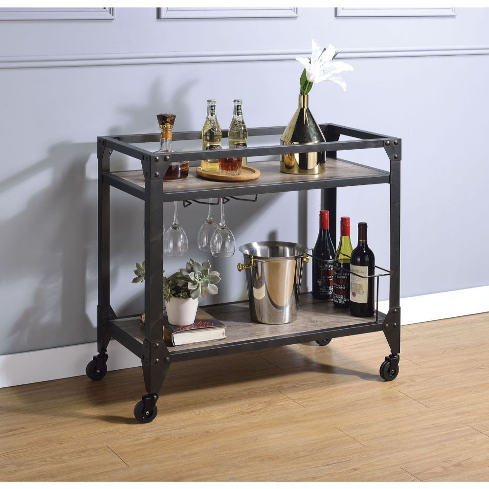 Jorgensen - Serving Cart - Rustic Oak & Charcoal - Urban Living Furniture (Los Angeles, CA)