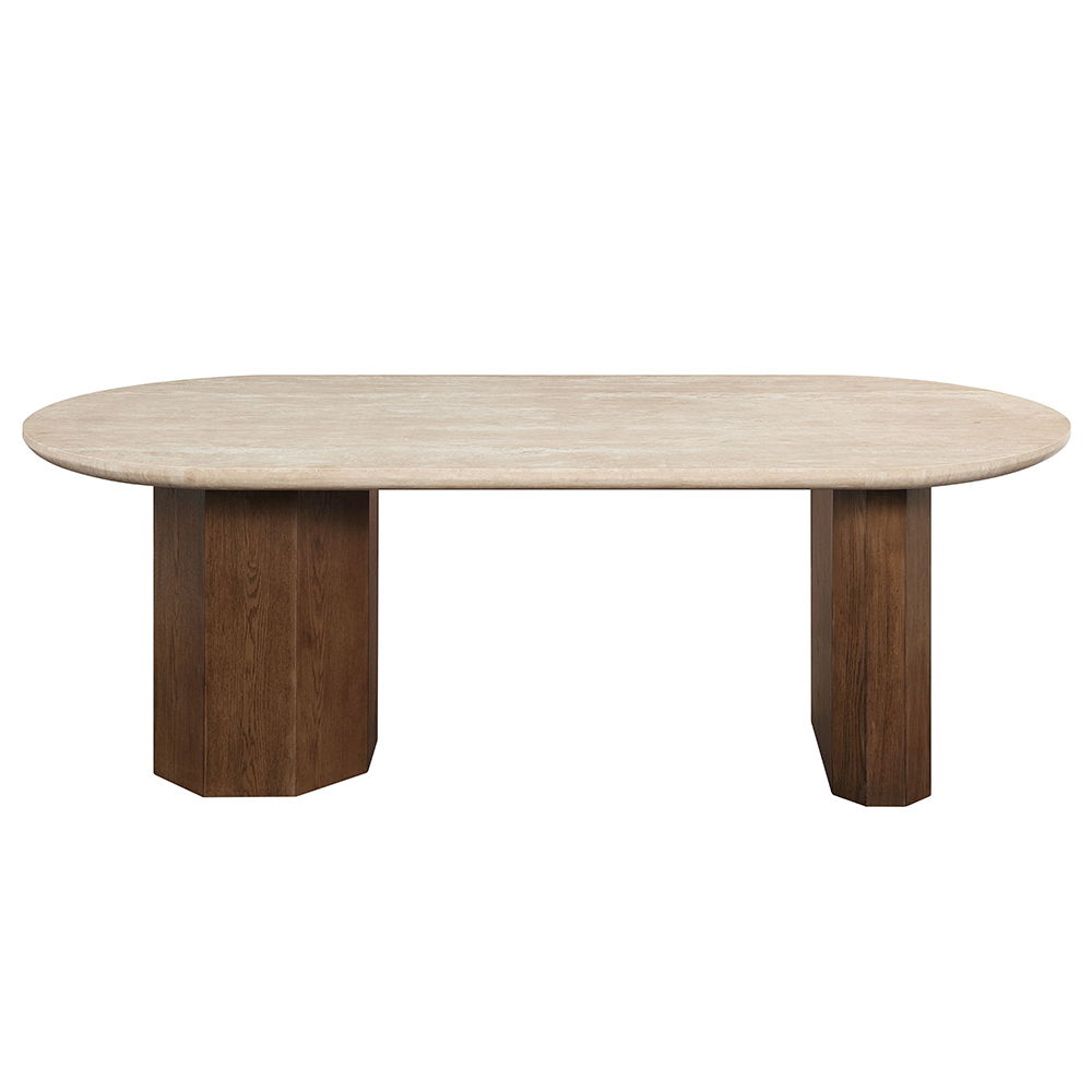Leonardo - Dining Table - Travertine Top & Dark Oak - Urban Living Furniture (Los Angeles, CA)