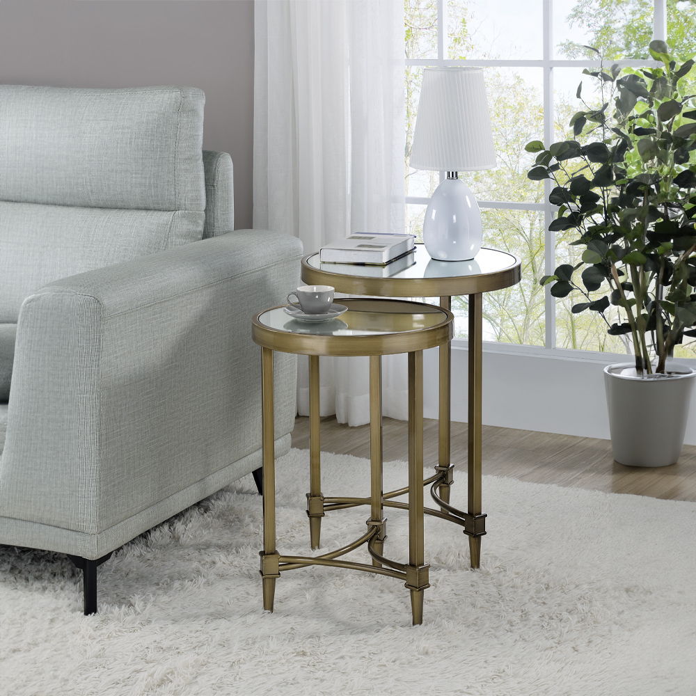 Aditya - Nesting Table - Mirrored & Antique Brass - Urban Living Furniture (Los Angeles, CA)