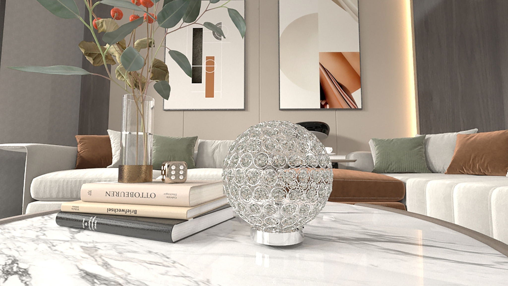 Crystal Globe - Table Lamp - Pearl Silver - Urban Living Furniture (Los Angeles, CA)