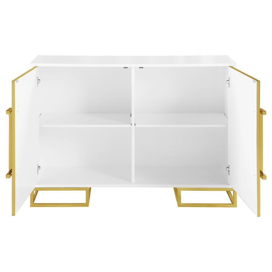 Elsa - 2 Door Wood Storage Accent Cabinet - White And Gold - Urban Living Furniture (Los Angeles, CA)