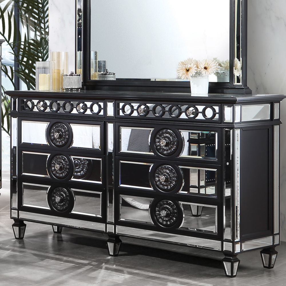 Varian II - Dresser - Mirrored, Black & Sliver - Urban Living Furniture (Los Angeles, CA)