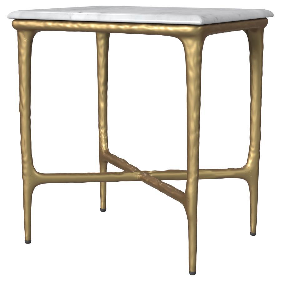 Baldwin - Rectangular Marble Top Side Table - White And Gold - Urban Living Furniture (Los Angeles, CA)