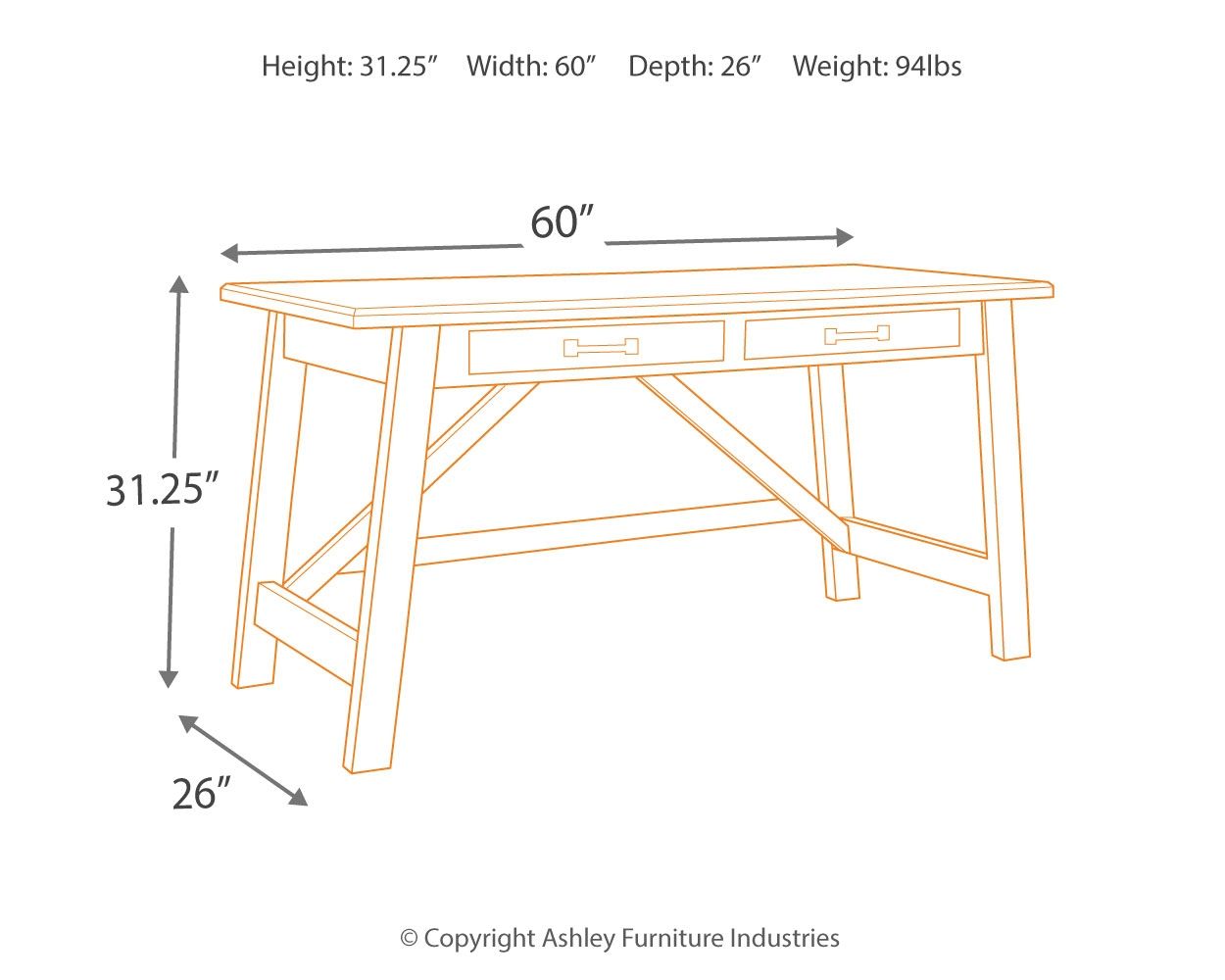 Baldridge - Rustic Brown - Home Office Large Leg Desk - Urban Living Furniture (Los Angeles, CA)