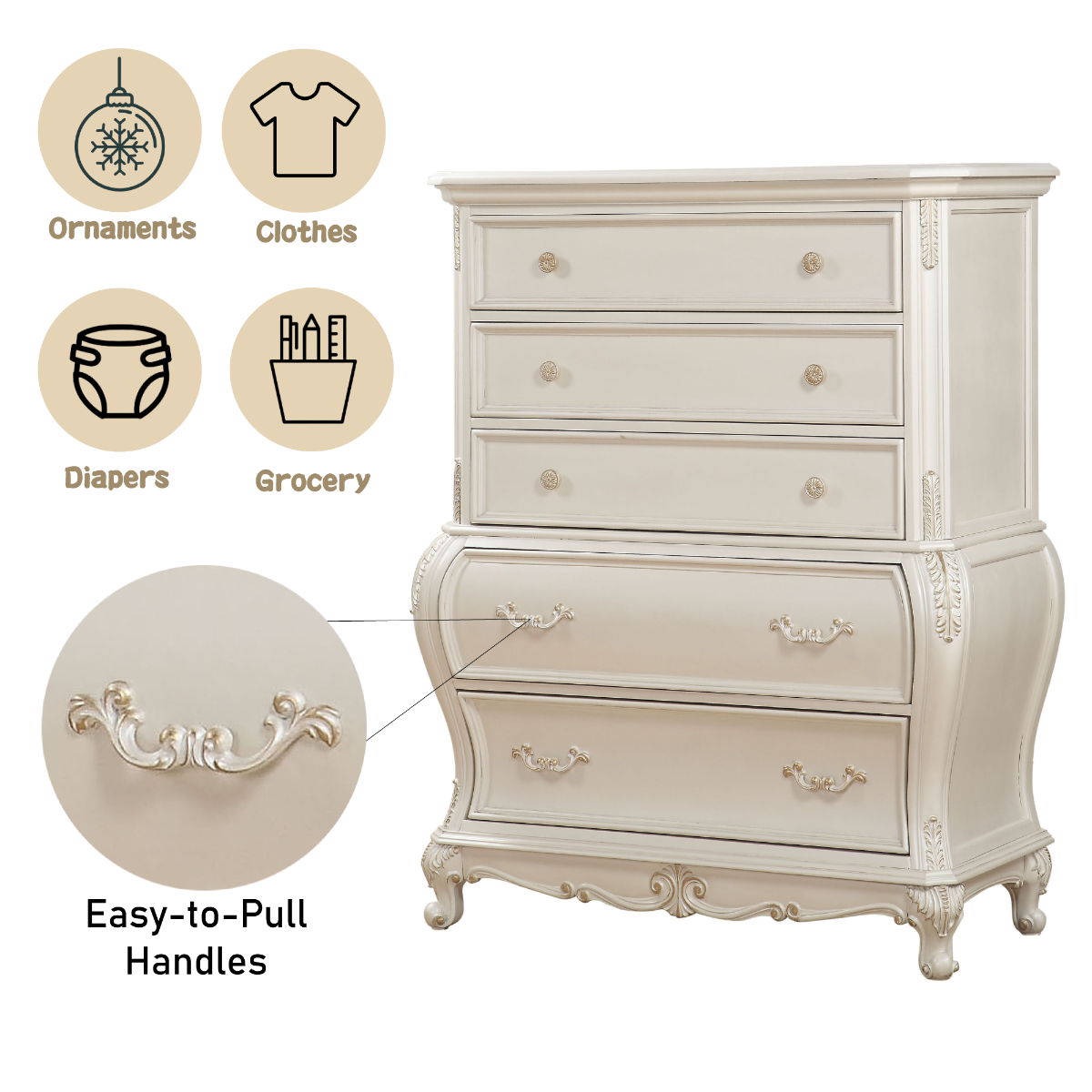 Chantelle - Chest - Pearl White Finish - Urban Living Furniture (Los Angeles, CA)