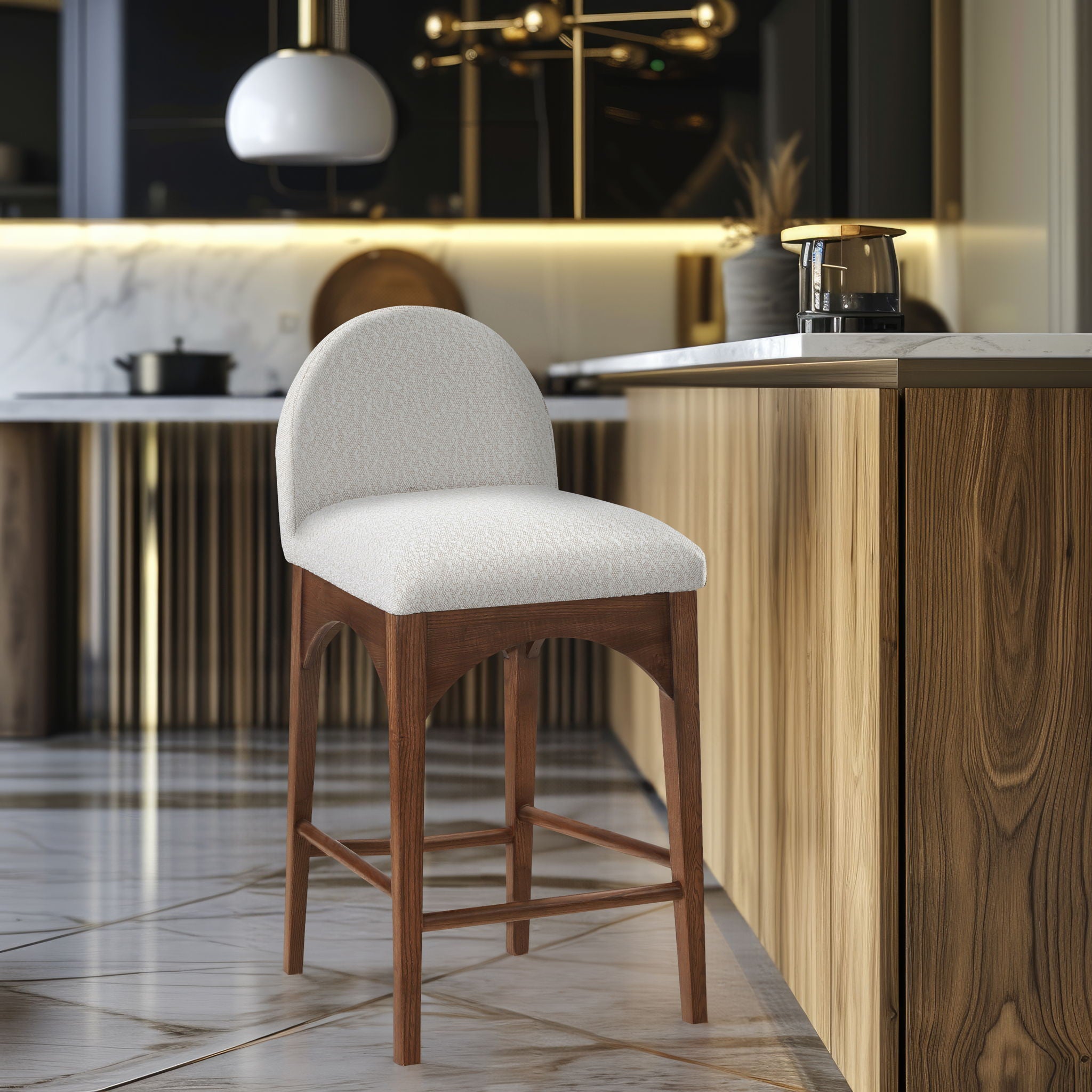 Waldorf - Boucle Stool With Brown Legs - Urban Living Furniture (Los Angeles, CA)