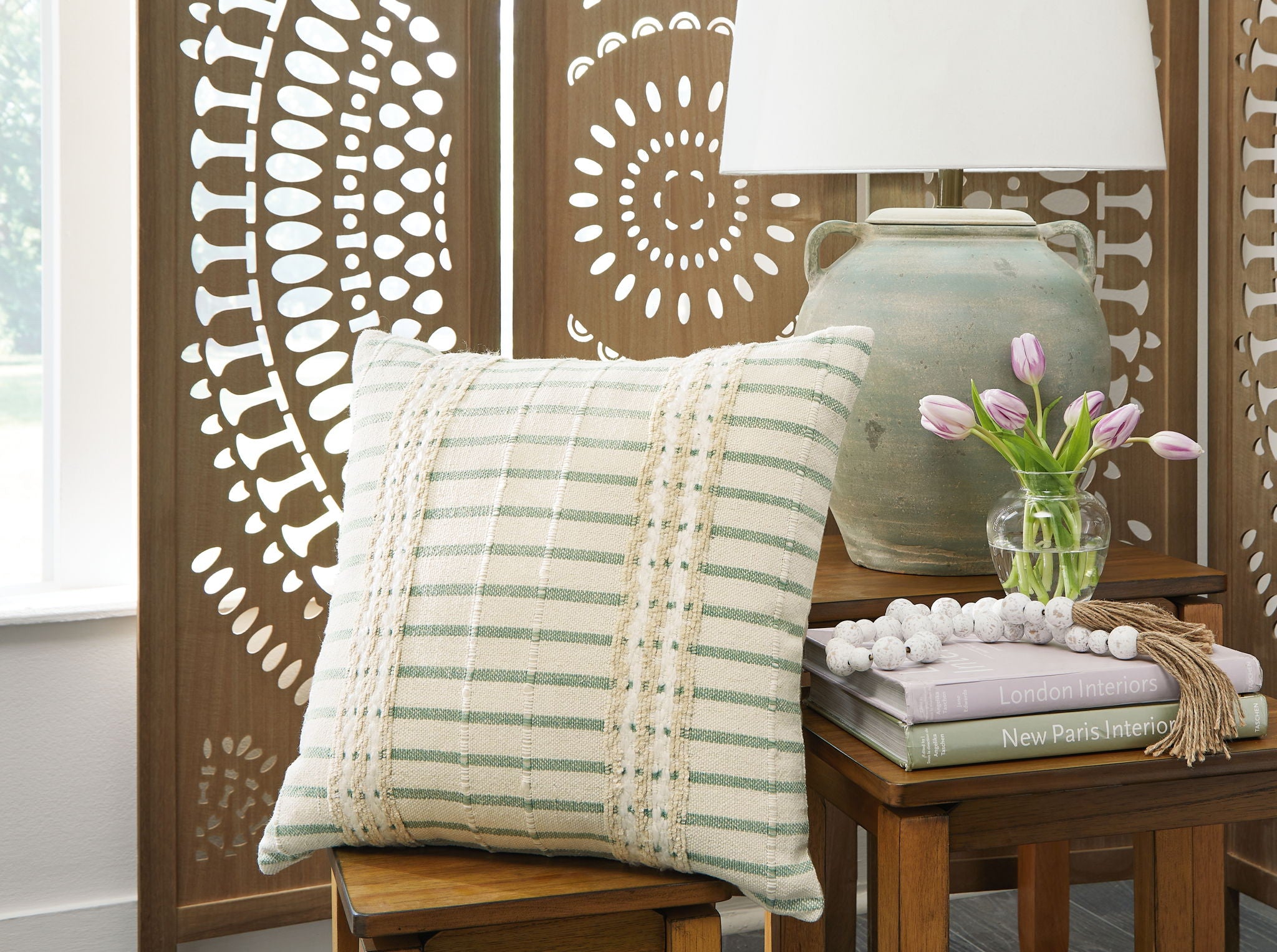 Rowton - Pillow (Set of 4) - White / Green - Urban Living Furniture (Los Angeles, CA)