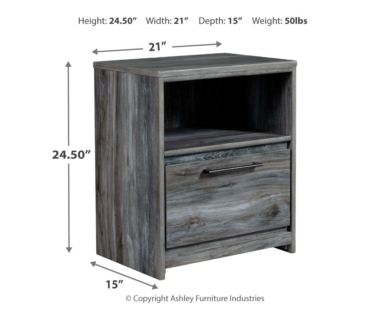 Baystorm - One Drawer Night Stand - Gray - Urban Living Furniture (Los Angeles, CA)