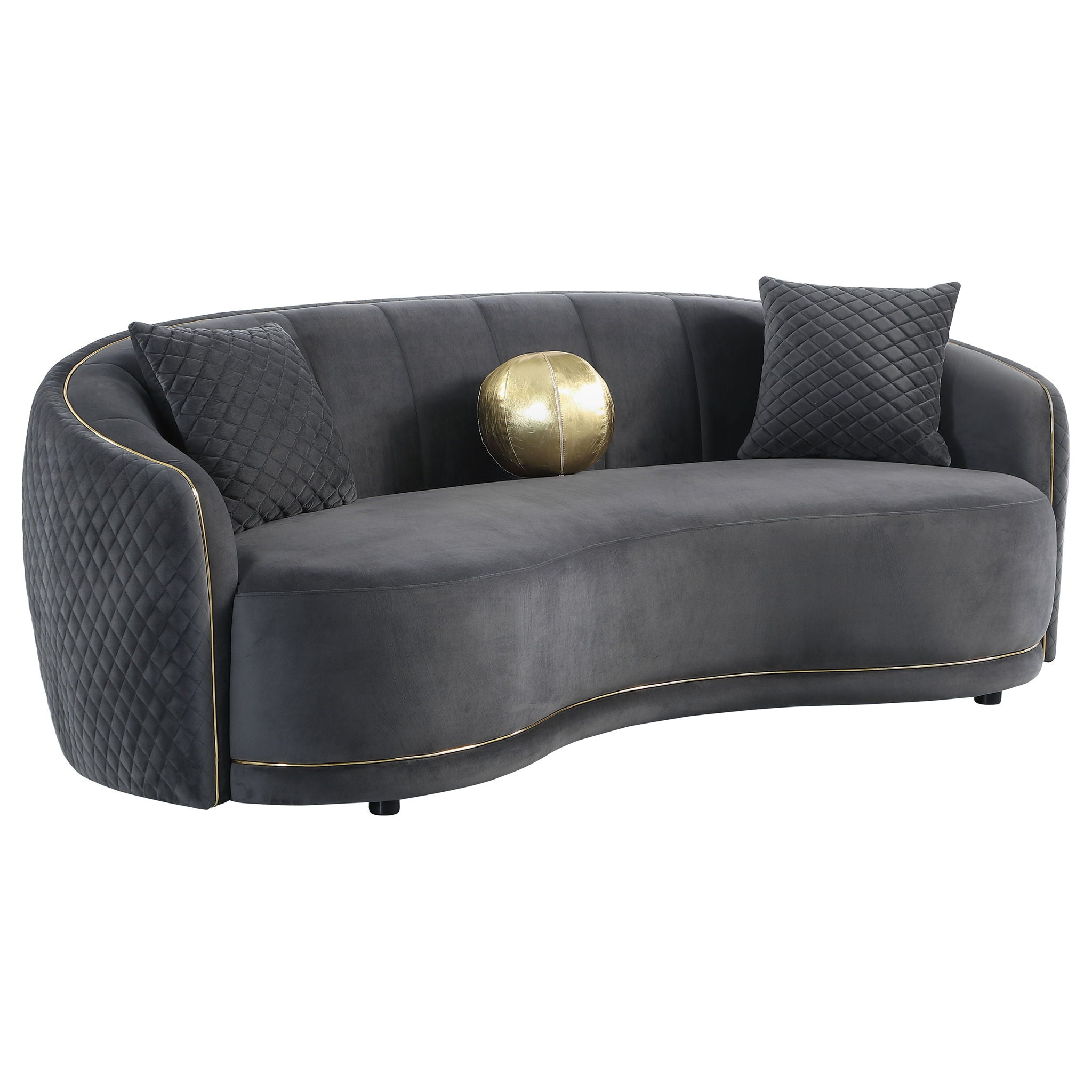 Brookside - Velvet Upholstered Curved Sofa - Dark Gray - Urban Living Furniture (Los Angeles, CA)