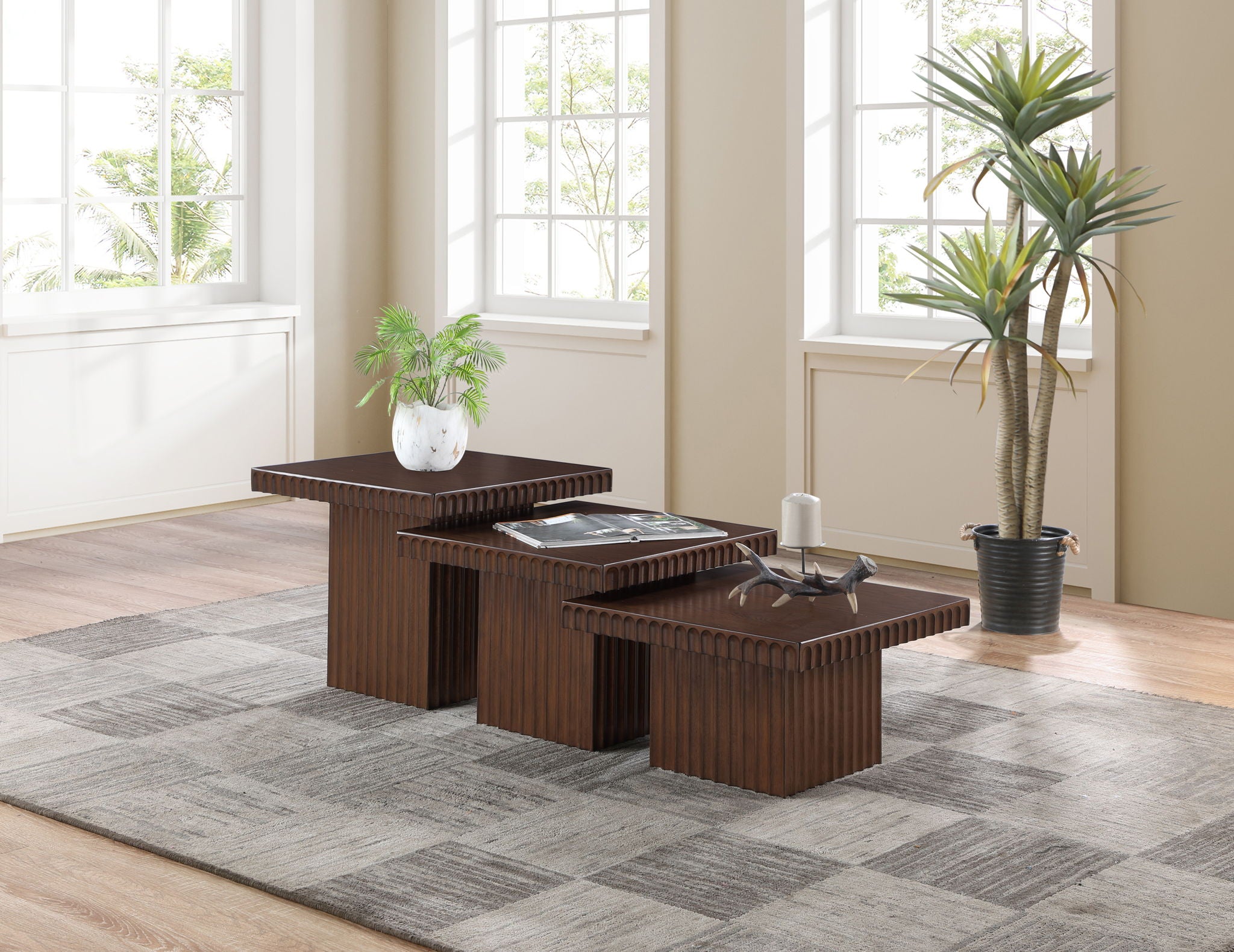 Spencer - Oak Veneer 3 Piece Coffee Tabl - Urban Living Furniture (Los Angeles, CA)
