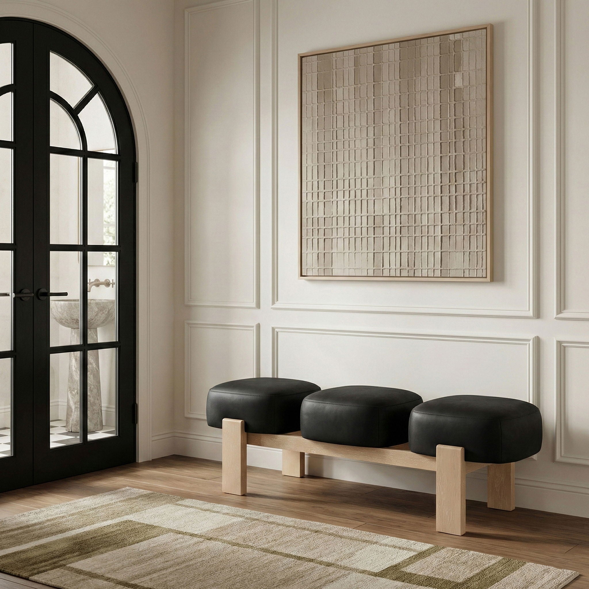 Woodcrest - Vegan Leather Upholstered Bench - Painted Natural Base - Urban Living Furniture (Los Angeles, CA)