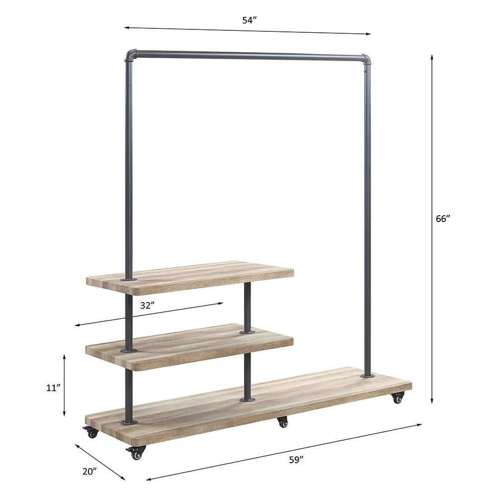 Brantley - 66" Hanger Rack - Oak & Sandy Gray - Urban Living Furniture (Los Angeles, CA)