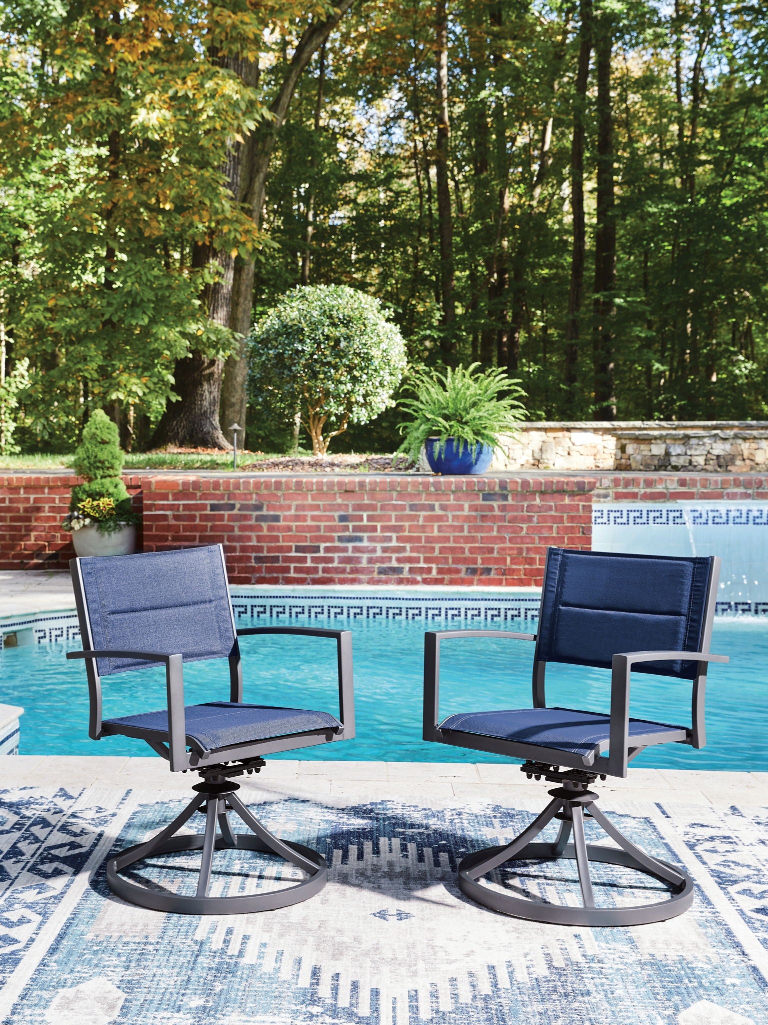Rocky Creek - Sling Swivel Chair (Set of 2) - Blue / Gray - Urban Living Furniture (Los Angeles, CA)