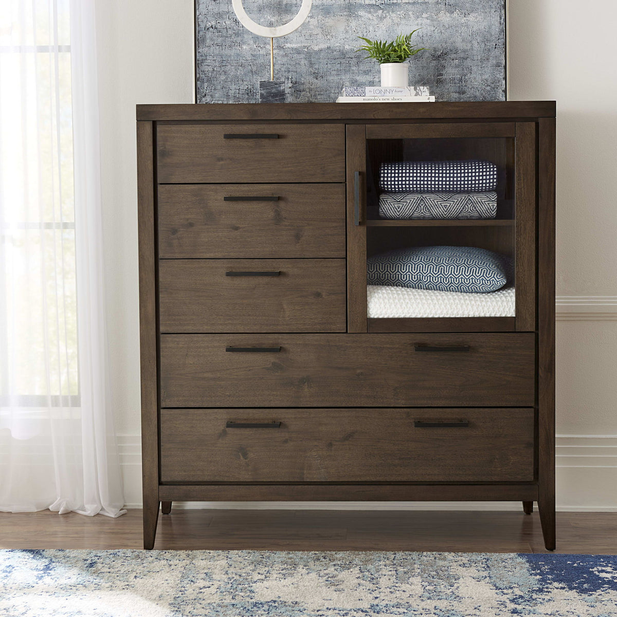 Boracay - Five Drawer One Door Walnut Sweater Chest - Wild Oats Brown (2024)