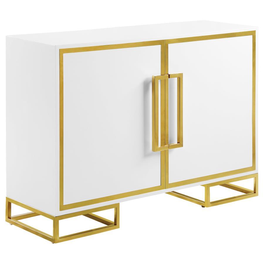 Elsa - 2 Door Wood Storage Accent Cabinet - White And Gold - Urban Living Furniture (Los Angeles, CA)