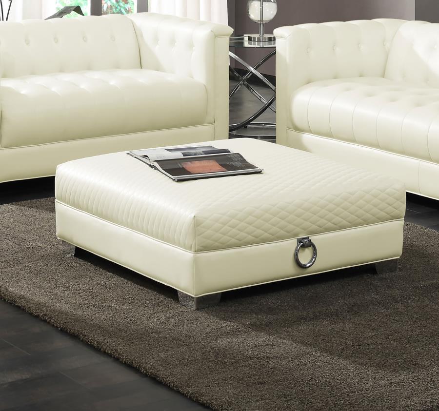 Chaviano - Square Upholstered Ottoman - Pearl White - Urban Living Furniture (Los Angeles, CA)