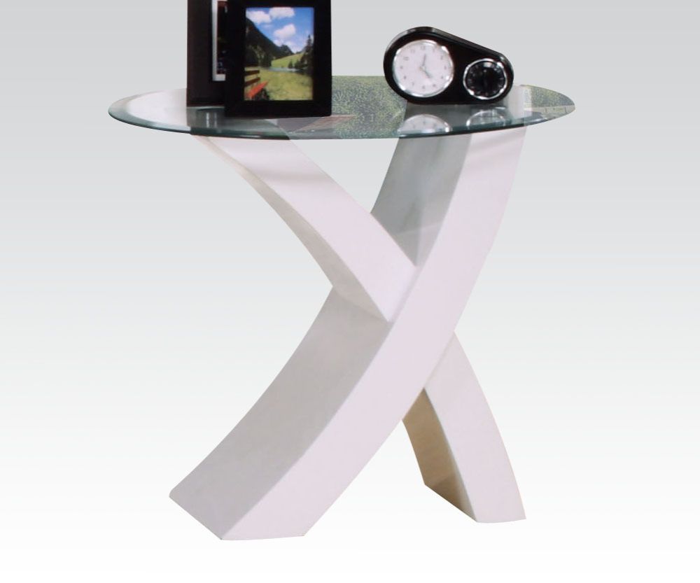 Pervis - End Table - Clear Glass & White - Urban Living Furniture (Los Angeles, CA)