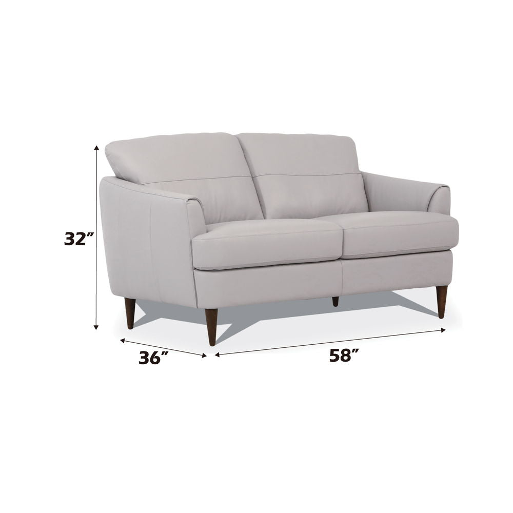 Helena - Loveseat - Pearl Gray Leather