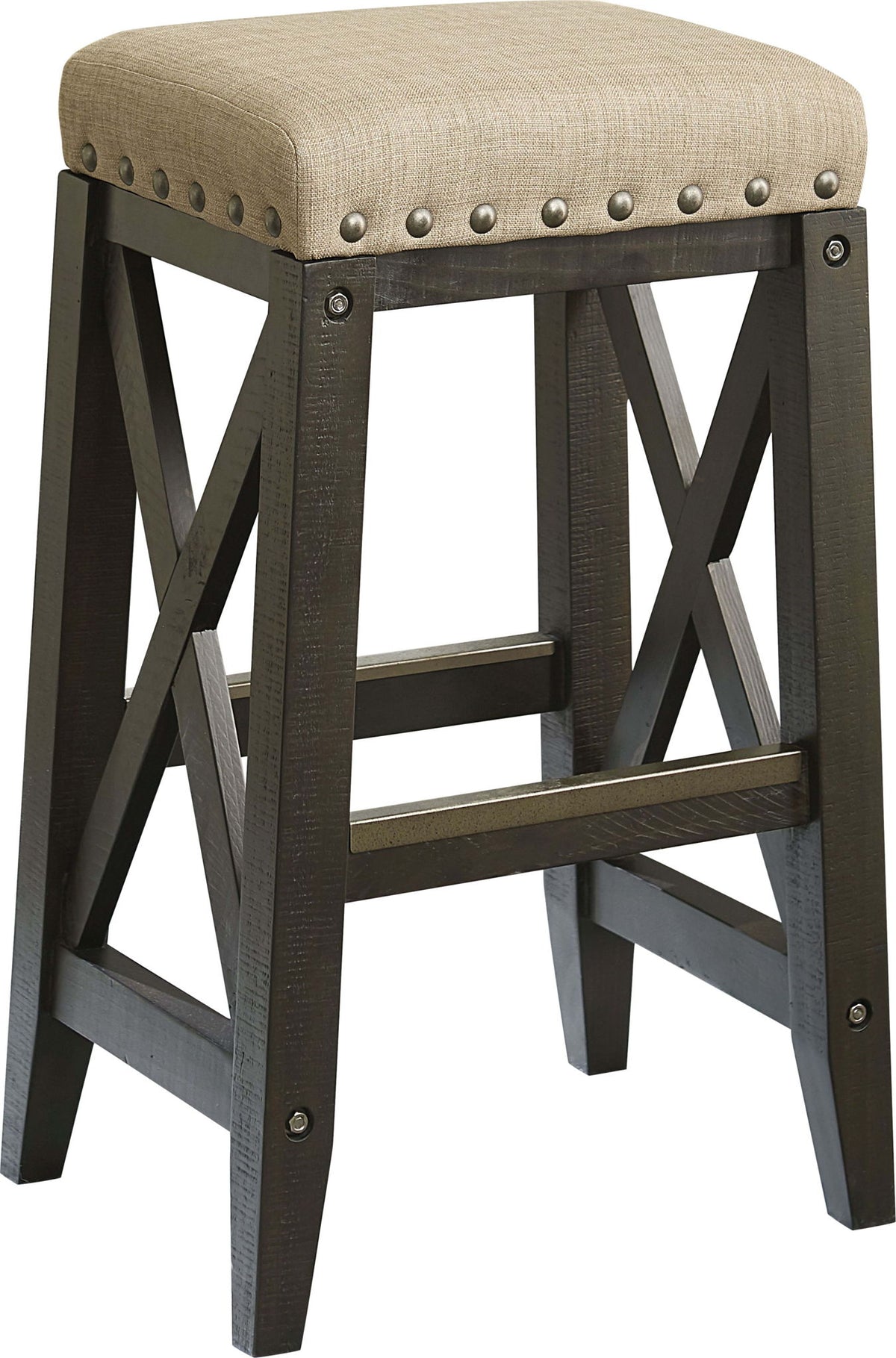 Yosemite - Solid Wood Upholstered Bar Stool - Beige / Cafe