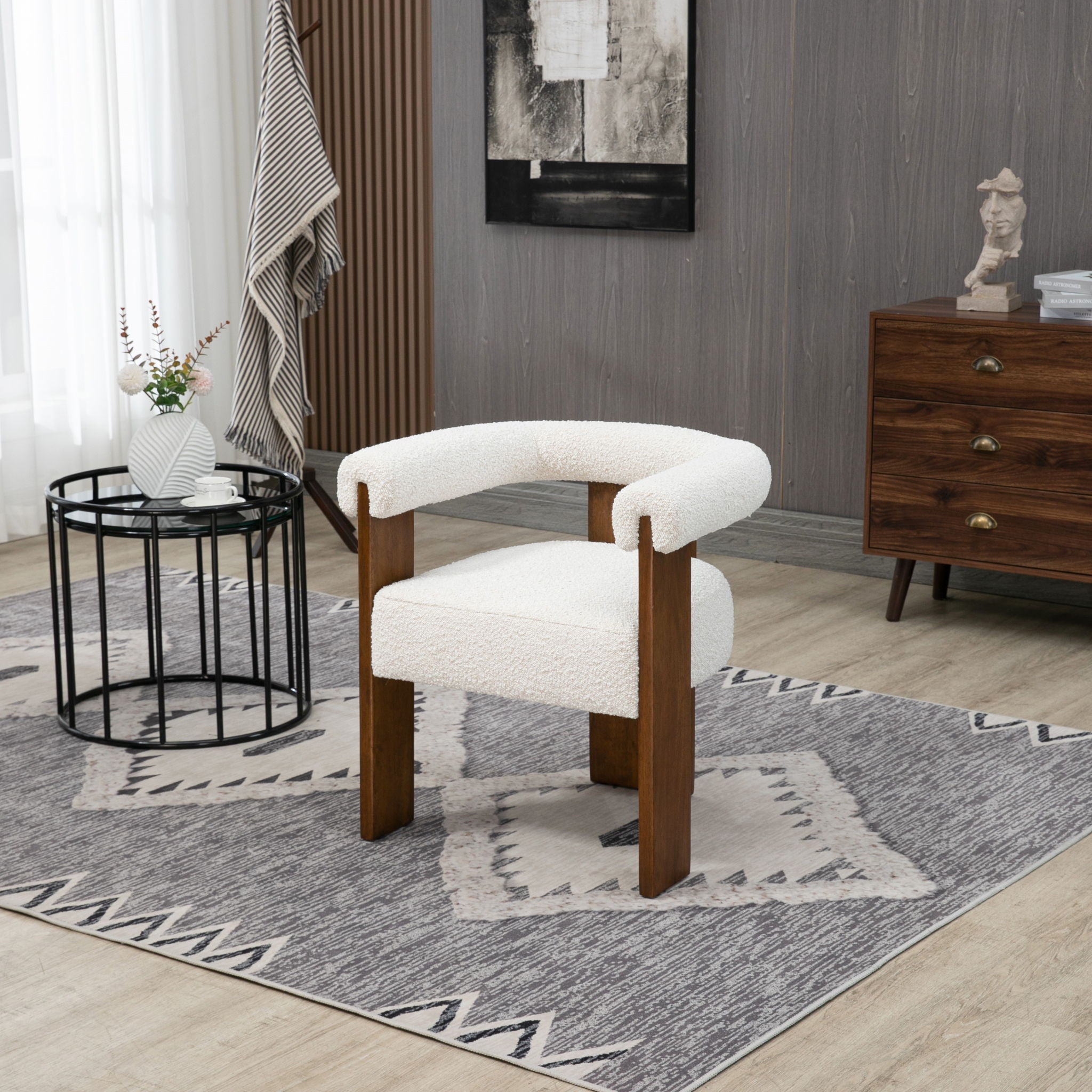 Barrel - Dining Chair - Dark Brown / Cream - Urban Living Furniture (Los Angeles, CA)