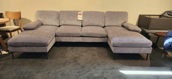 3Pc Sectional in Grey Fabric
