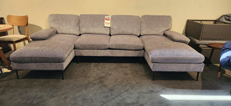 3Pc Sectional in Grey Fabric