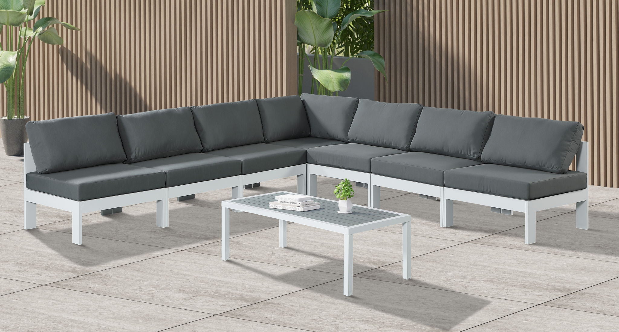 Nizuc - Outdoor Patio 7 Piece Modular Sectional With White Frame - Urban Living Furniture (Los Angeles, CA)
