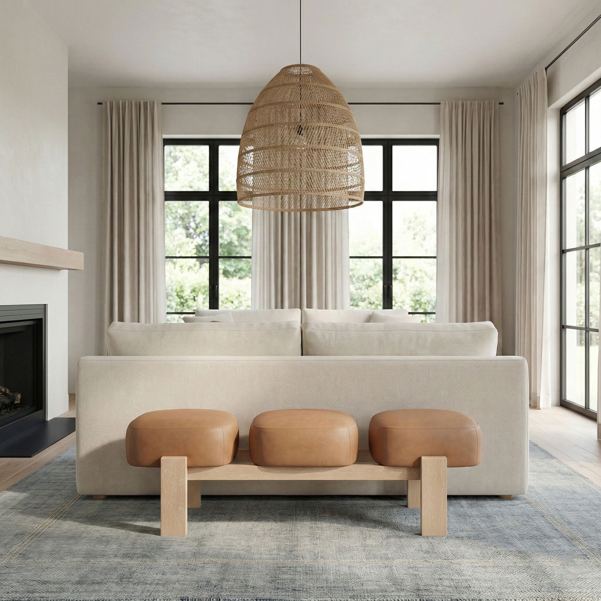 Woodcrest - Vegan Leather Upholstered Bench - Painted Natural Base - Urban Living Furniture (Los Angeles, CA)