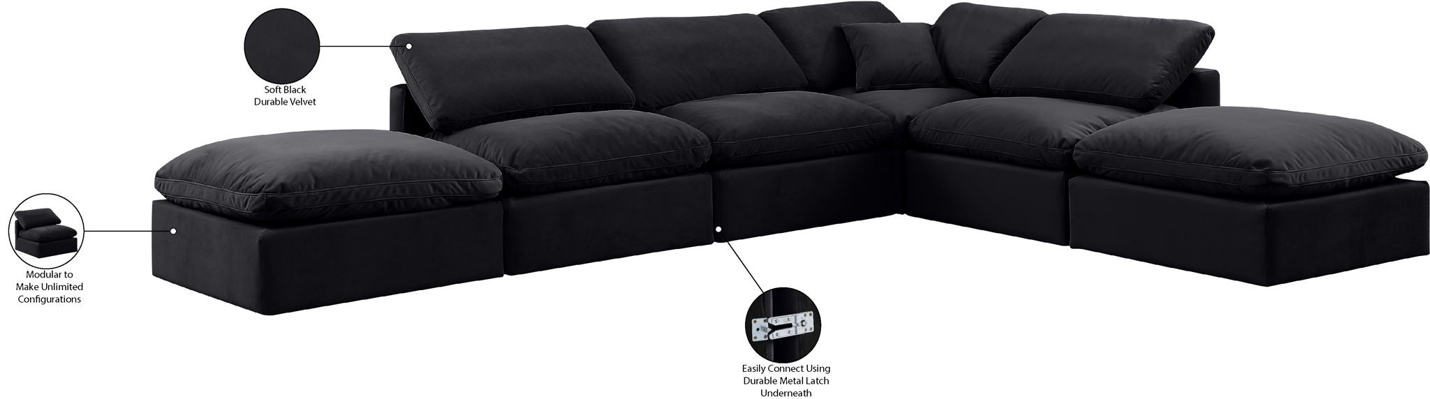 Indulge - Velvet 6 Piece Modular Armless Sectional - Urban Living Furniture (Los Angeles, CA)