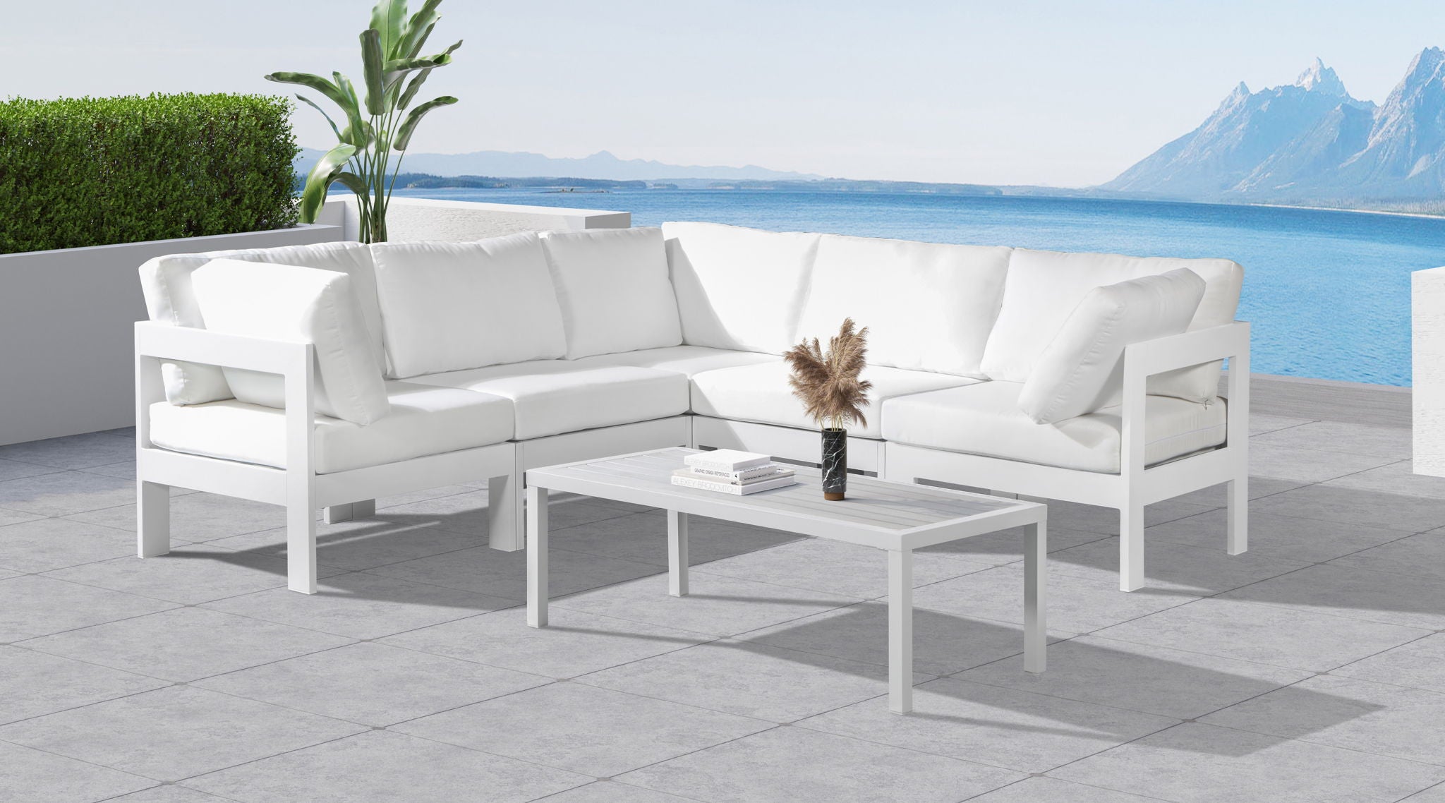 Nizuc - Outdoor Patio 5 Piece Modular Sectional With White Frame - Urban Living Furniture (Los Angeles, CA)