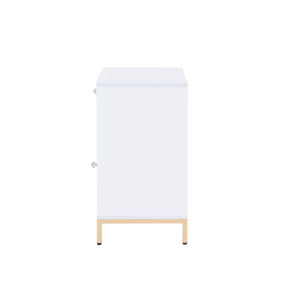 Ottey - Cabinet - White High Gloss & Gold - Urban Living Furniture (Los Angeles, CA)