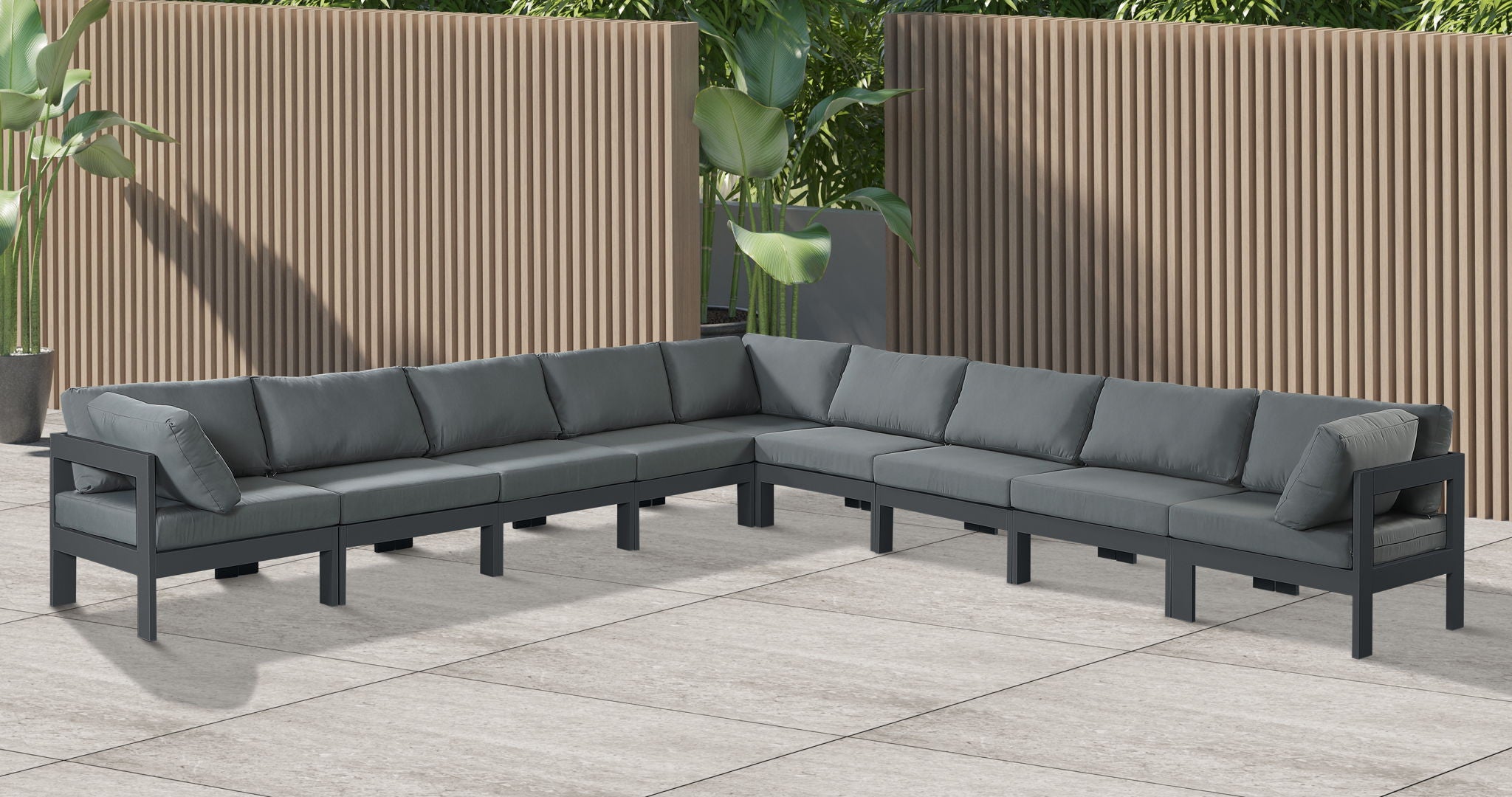 Nizuc - Outdoor Patio 9 Piece Modular Sectional With Gray Frame - Urban Living Furniture (Los Angeles, CA)