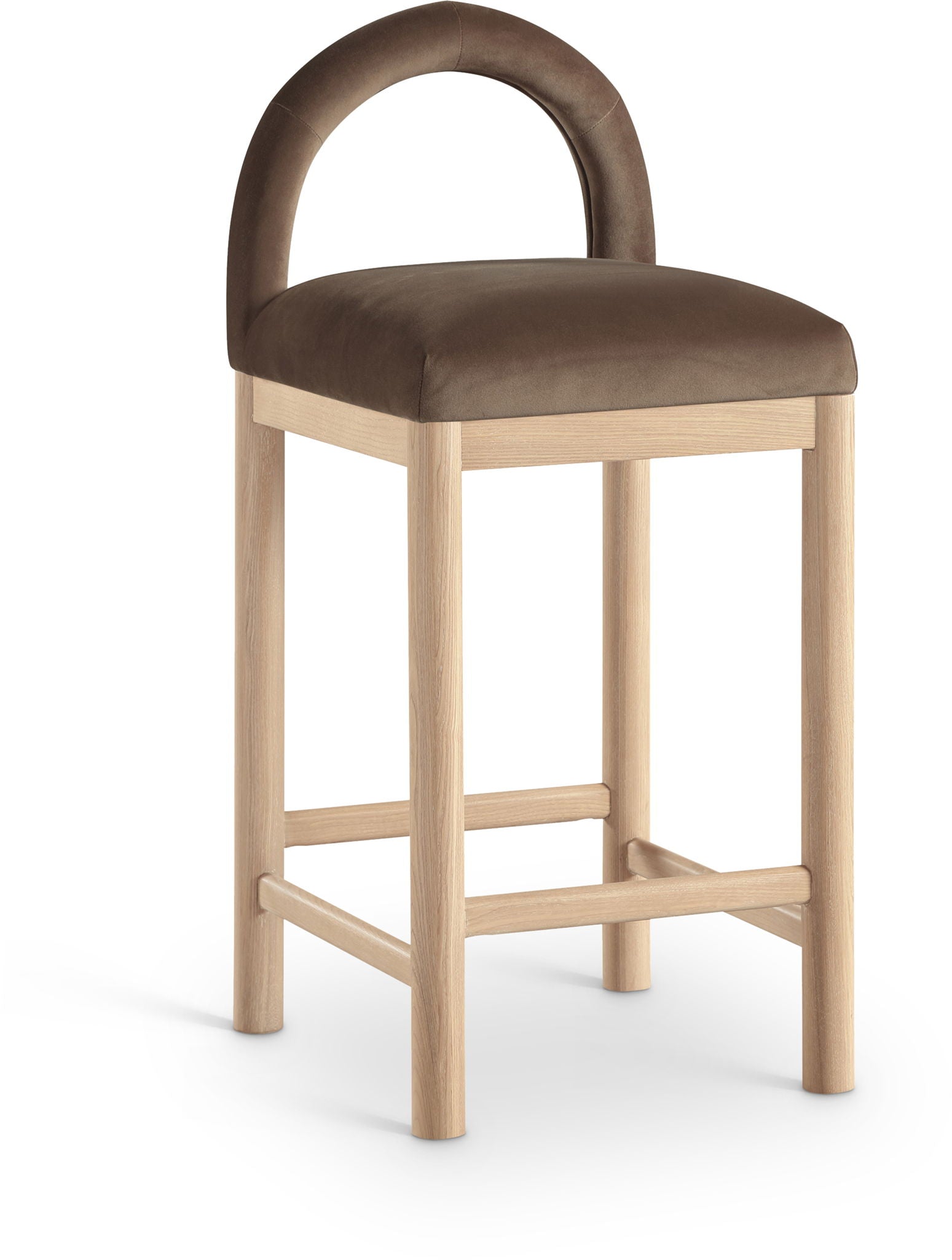 Conrad - Velvet Counter Stool With Natural Legs - Urban Living Furniture (Los Angeles, CA)