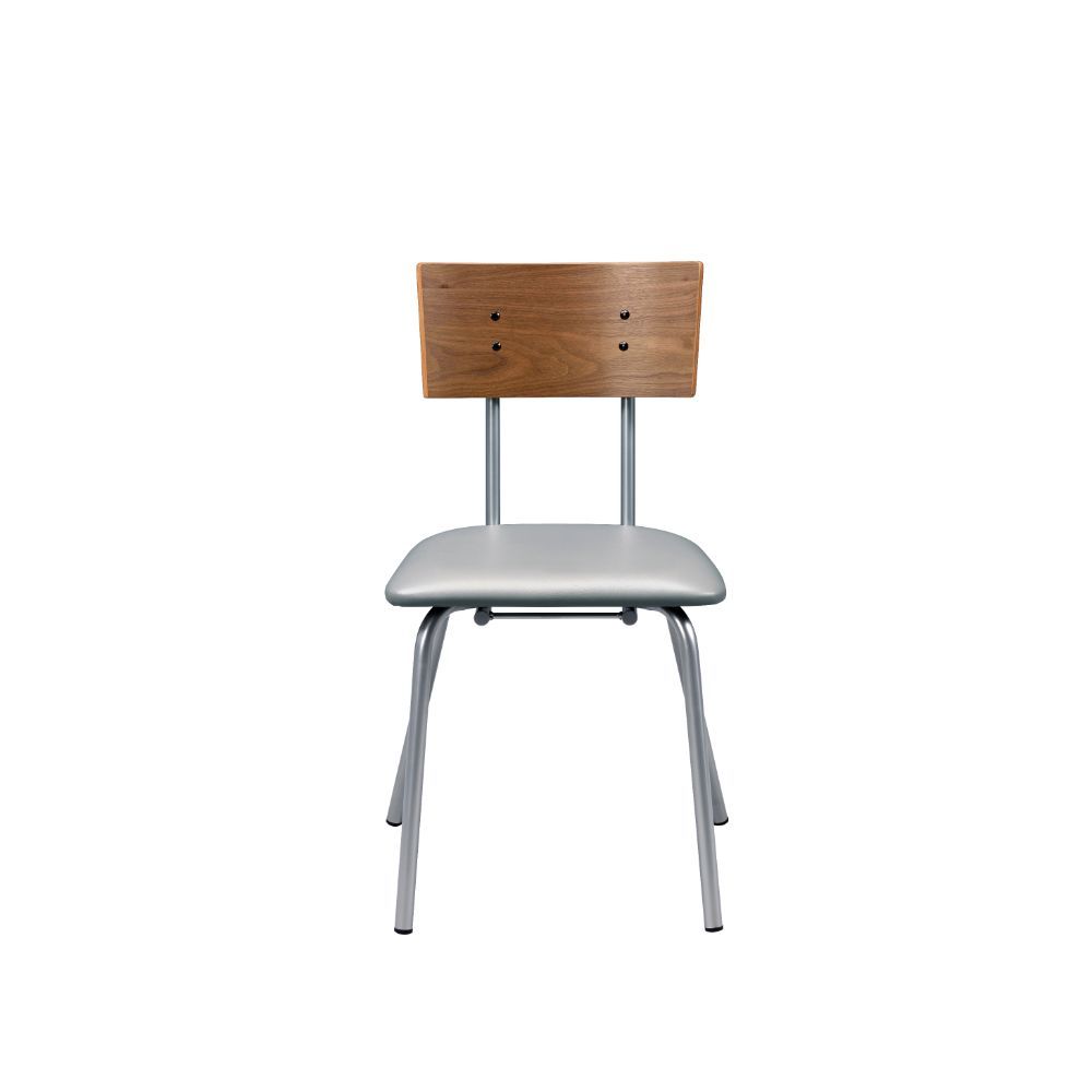 Jurgen - Side Chair (Set of 2) - Gray Synthetic Leather, Oak & Silver - Urban Living Furniture (Los Angeles, CA)