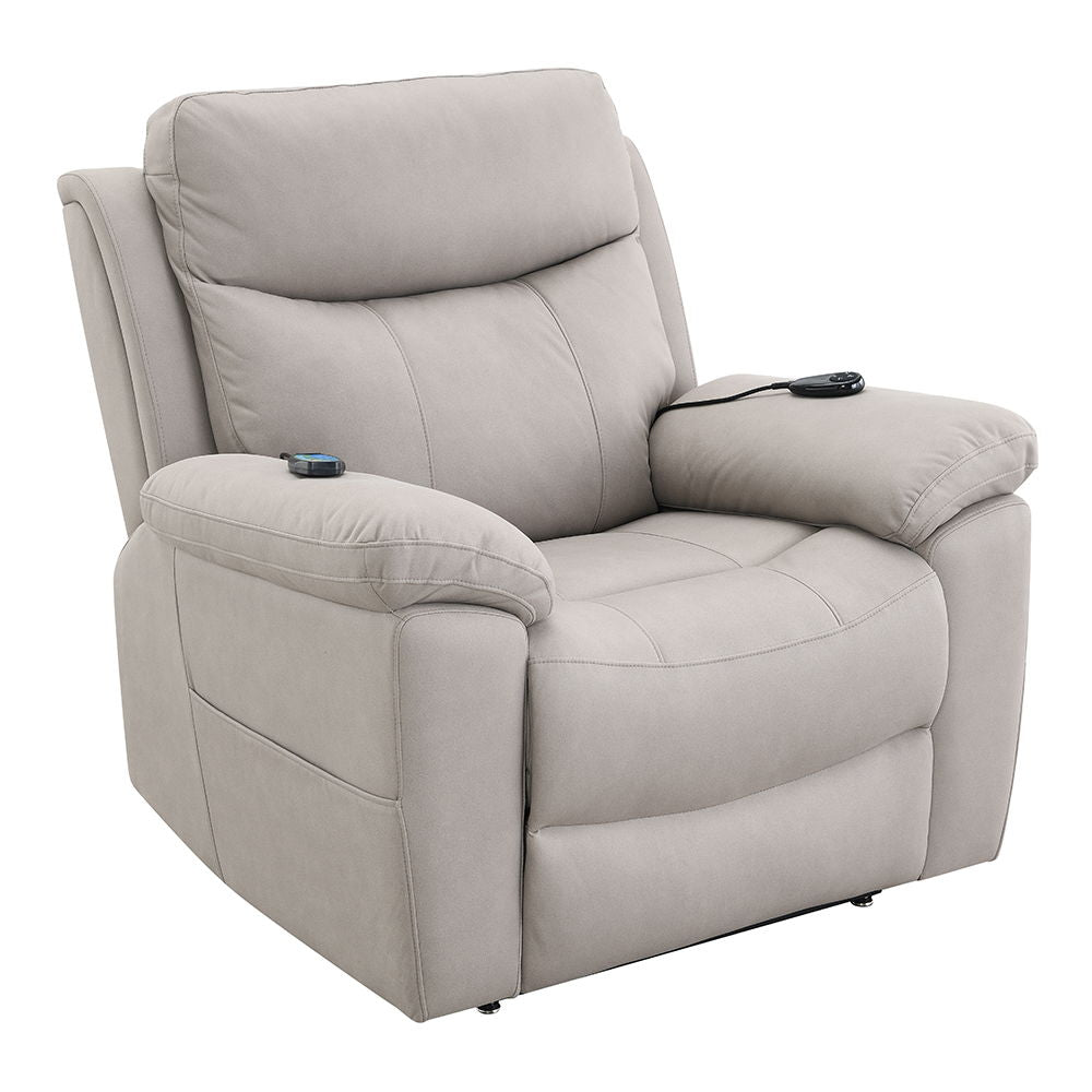 Chriki - Power Recliner With Lift & Heating & Massage - Beige Chenille & Black Finish - Urban Living Furniture (Los Angeles, CA)