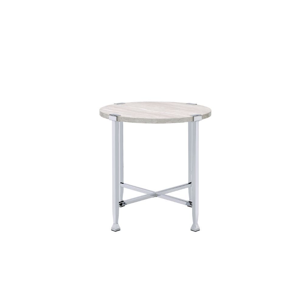 Brecon - End Table - White Oak & Chrome - Urban Living Furniture (Los Angeles, CA)