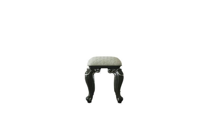 House - Delphine - Stool - Two Tone Ivory Fabric & Charcoal Finish - Urban Living Furniture (Los Angeles, CA)