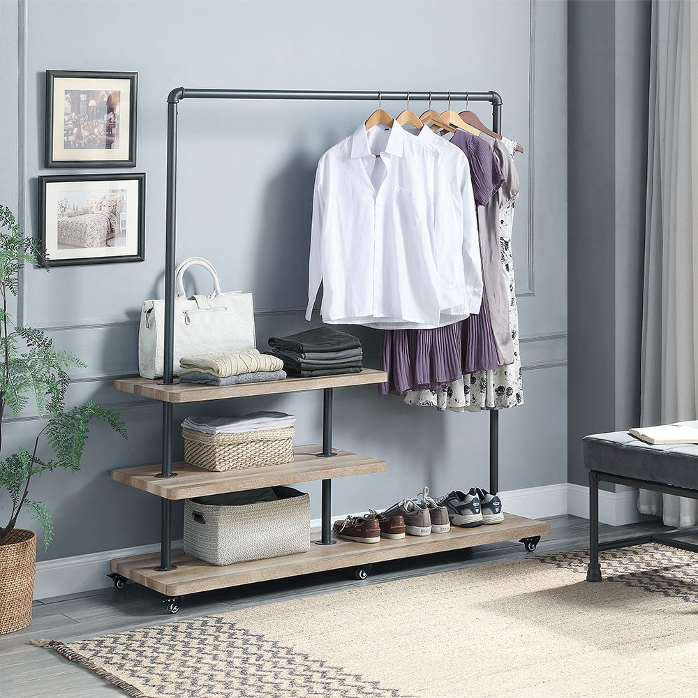 Brantley - 66" Hanger Rack - Oak & Sandy Gray - Urban Living Furniture (Los Angeles, CA)