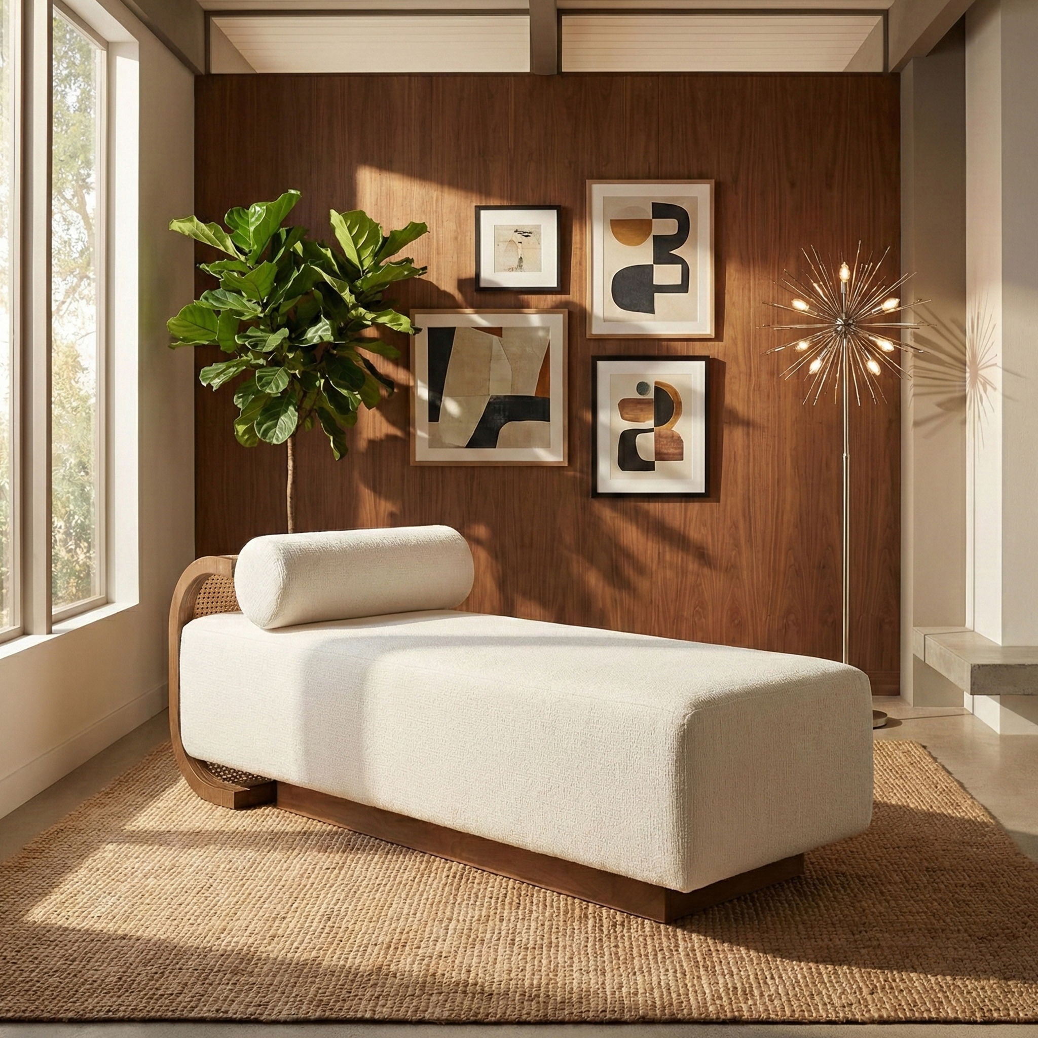 Zephyr - Linen Textured Fabric Upholstered Chaise - Painted Brown Walnut Base - Urban Living Furniture (Los Angeles, CA)