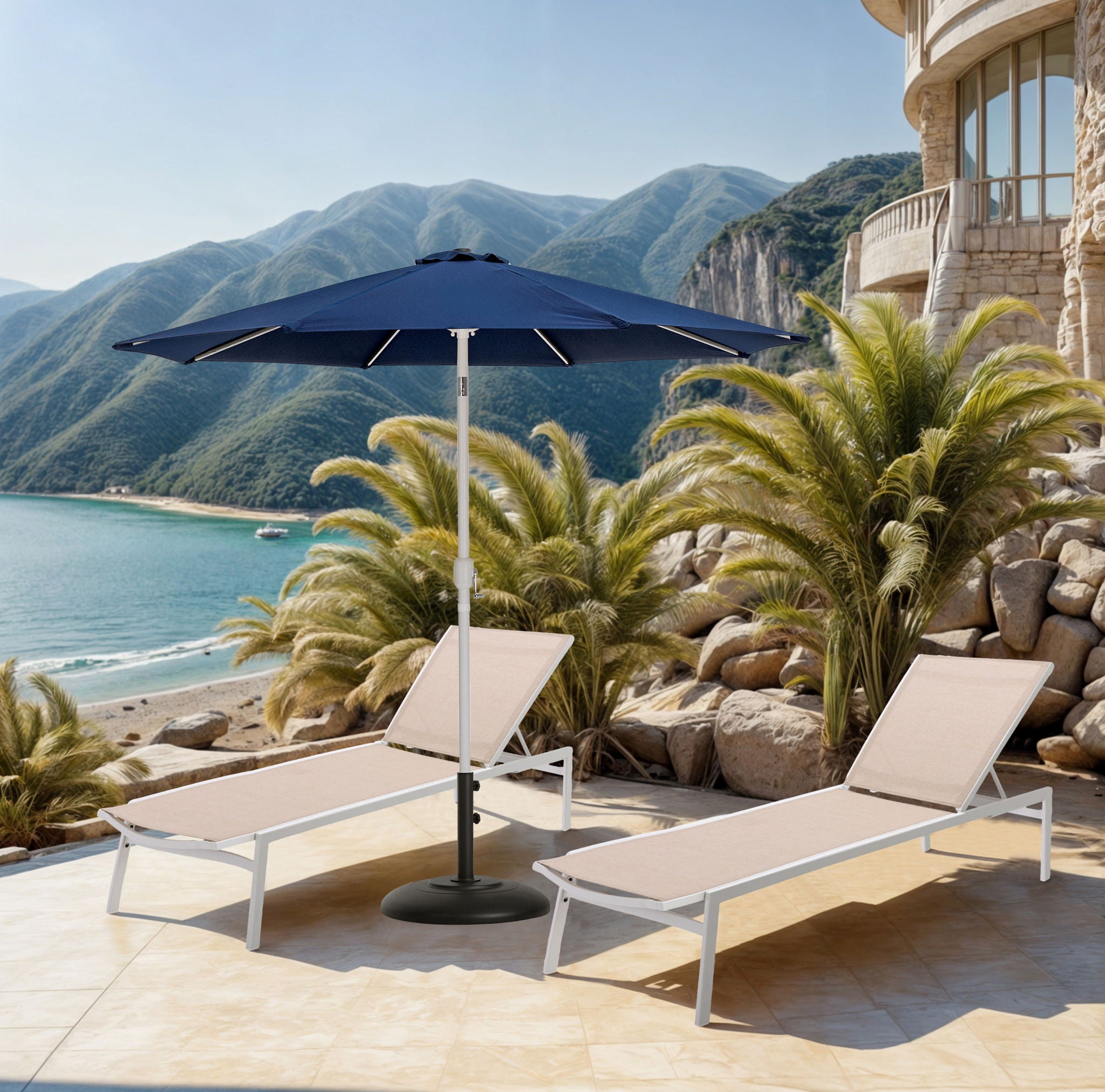 Fiji - Aluminum Patio Umbrella With Round Black And White Base - Urban Living Furniture (Los Angeles, CA)