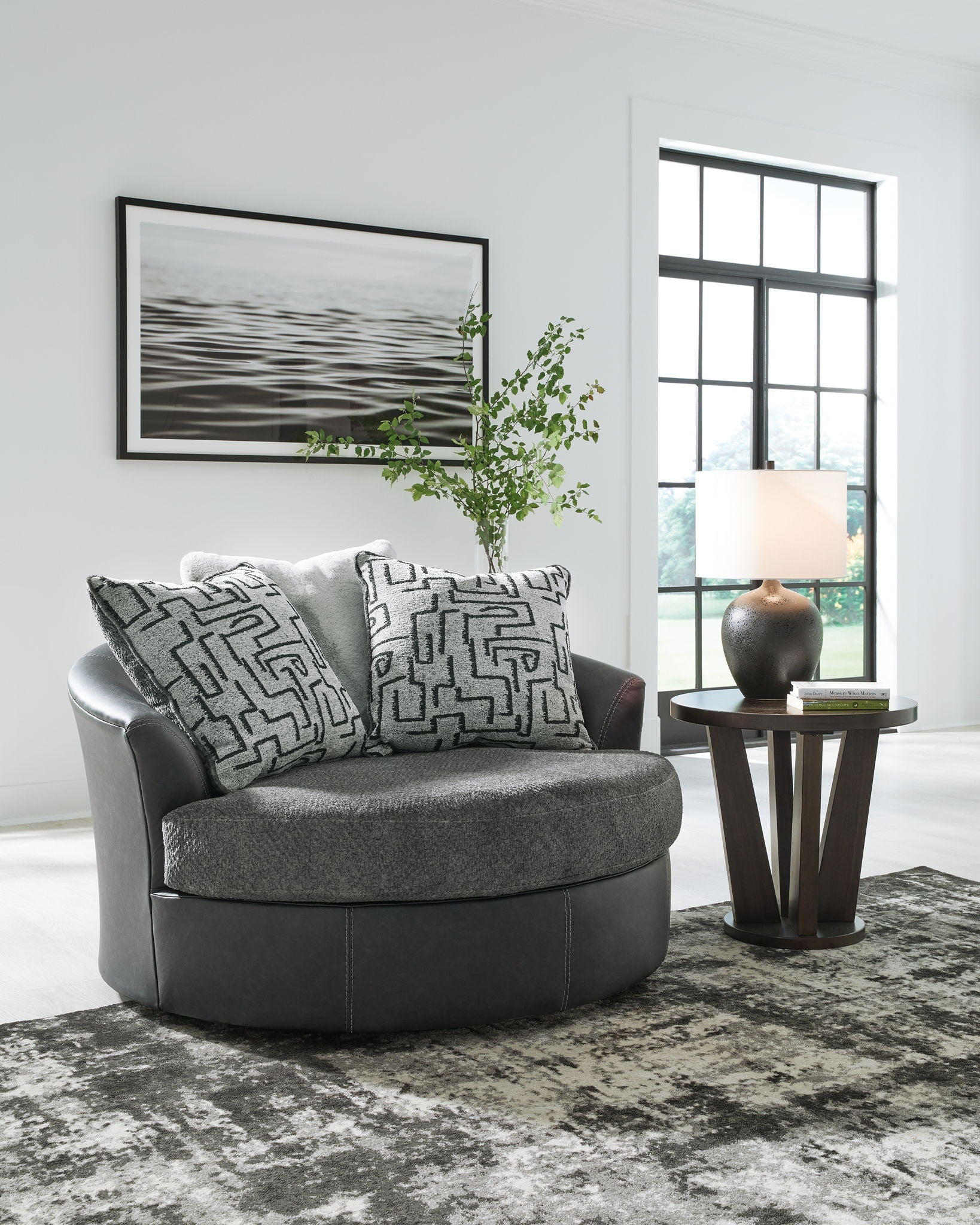 Brixley Pier - Graphite - Oversized Swivel Accent Chair - Urban Living Furniture (Los Angeles, CA)