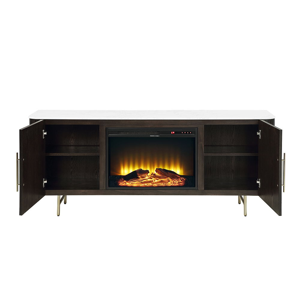 Clayten - Server With Marble Top & Fireplace - White & Espresso - Urban Living Furniture (Los Angeles, CA)