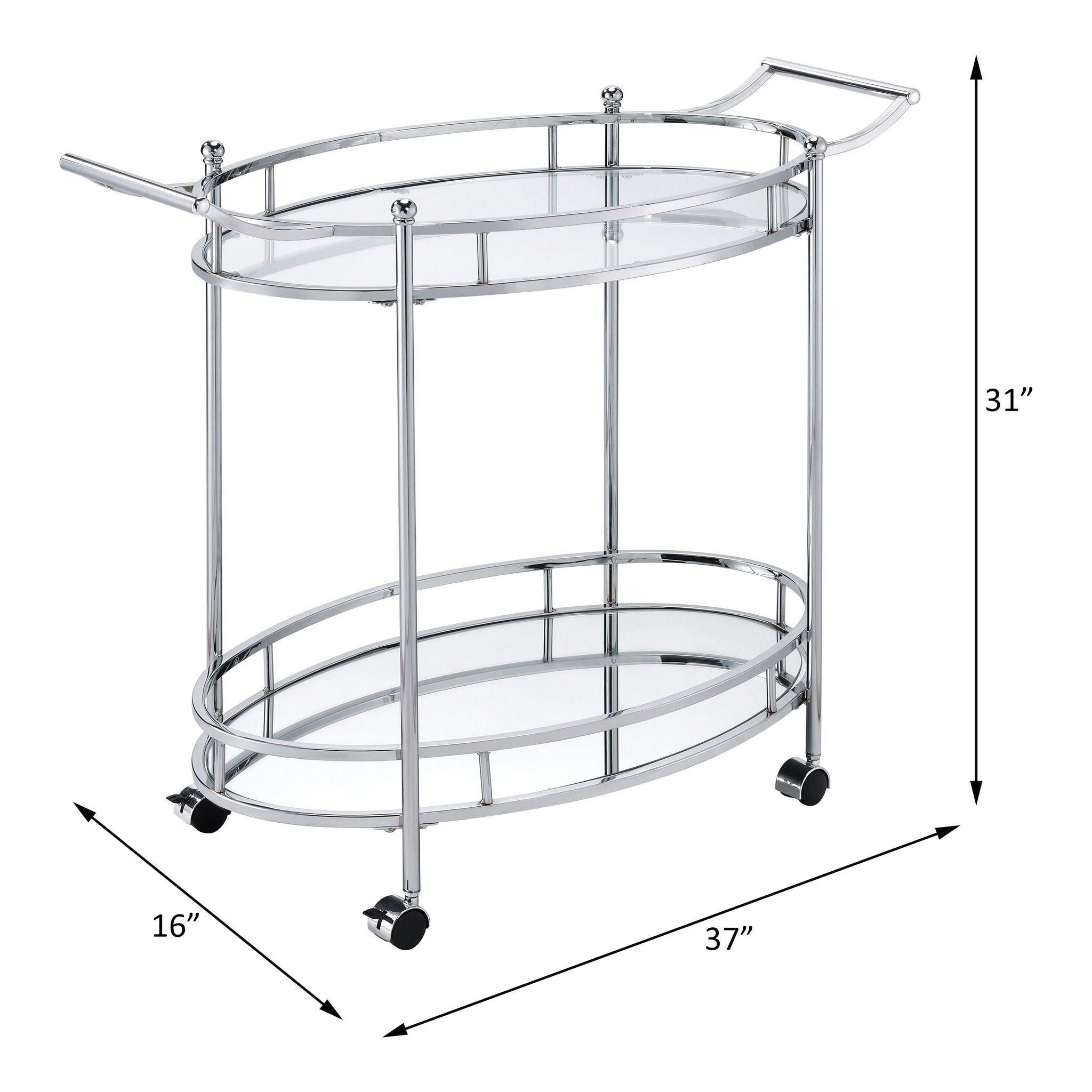 Jinx - Serving Cart - Clear Glass & Chrome - Urban Living Furniture (Los Angeles, CA)