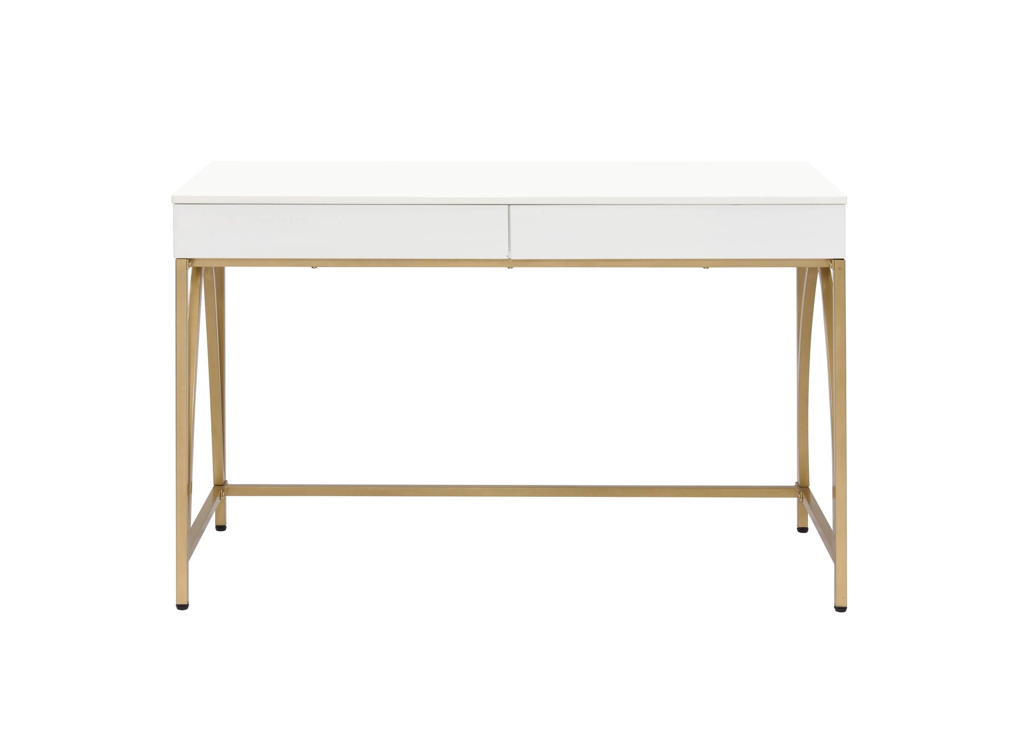 Lightmane - Vanity Desk (Same 92660) - White High Gloss & Gold - Urban Living Furniture (Los Angeles, CA)