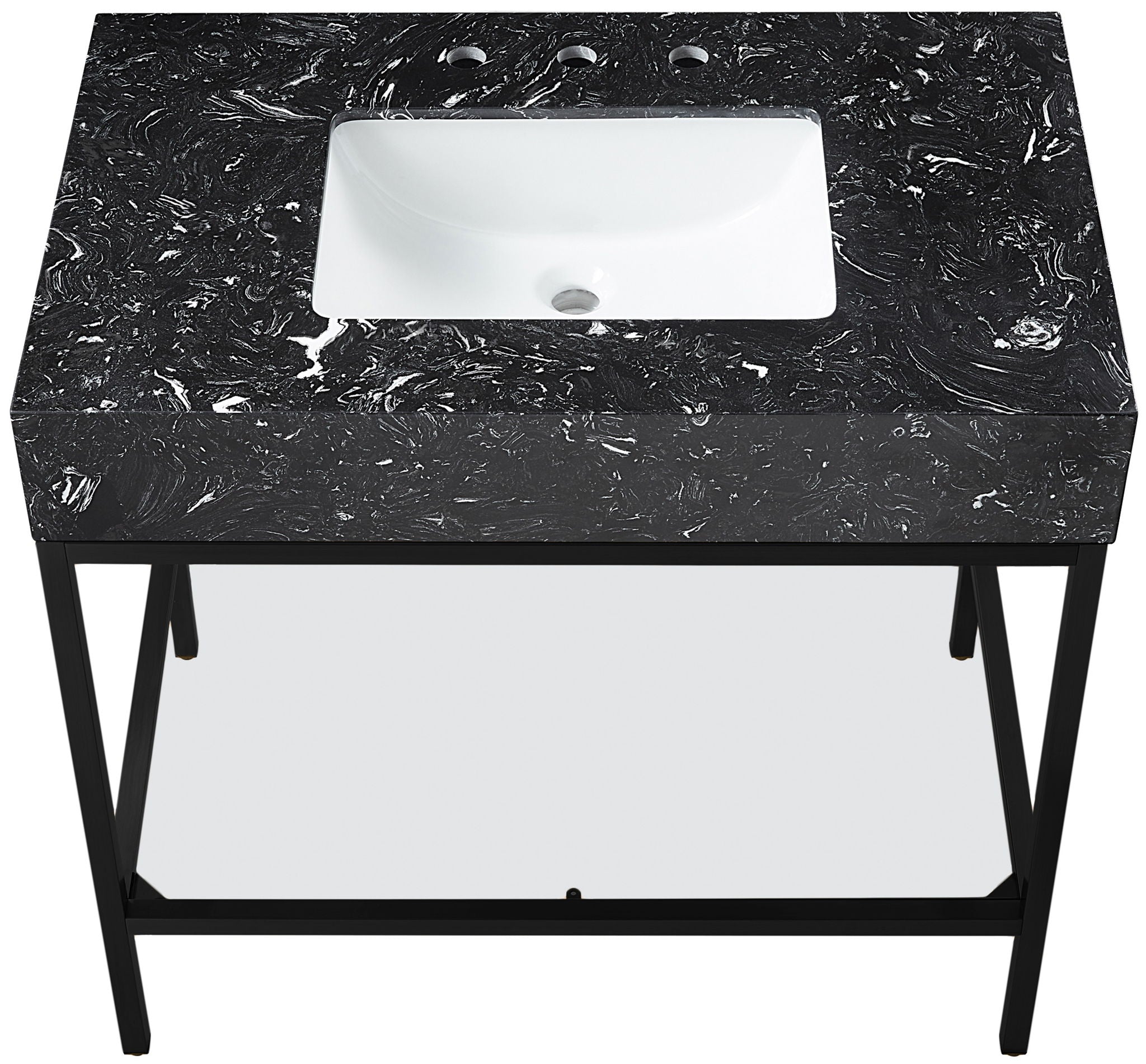 Marmo - Engineered Marble Bathroom Vanity With Black Base