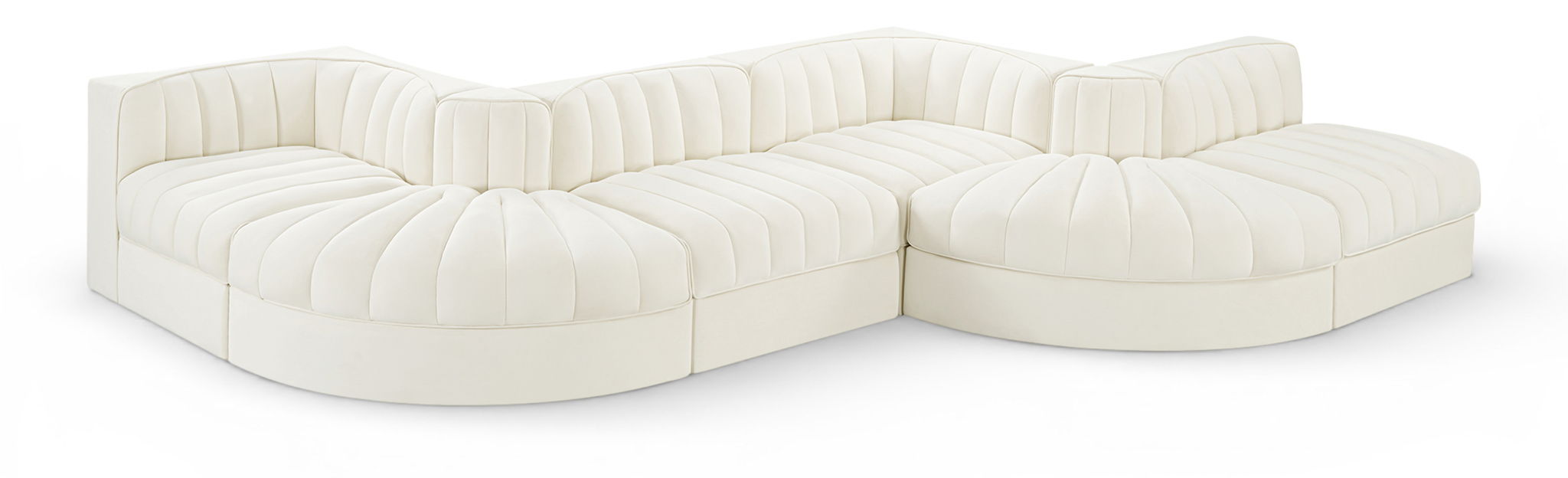 Rummi - Rounded Velvet Performance Fabric Upholstered 6 Piece Modular Sectional - Urban Living Furniture (Los Angeles, CA)
