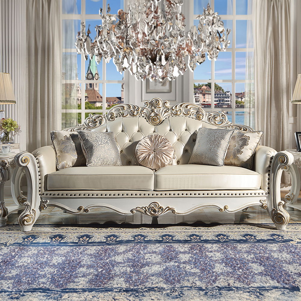 Vendome - Sofa With 5 Pillows - Champagne Synthetic Leather & Antique Pearl - Urban Living Furniture (Los Angeles, CA)